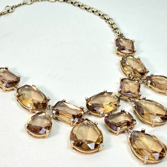 Banana Republic Champagne Stone Statement Necklace | Faceted Drop | Adjustable - Picture 8 of 11